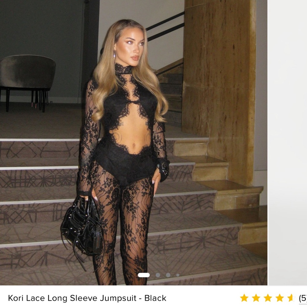 Fashion Nova Kori Lace Long Sleeve Jumpsuit - Black